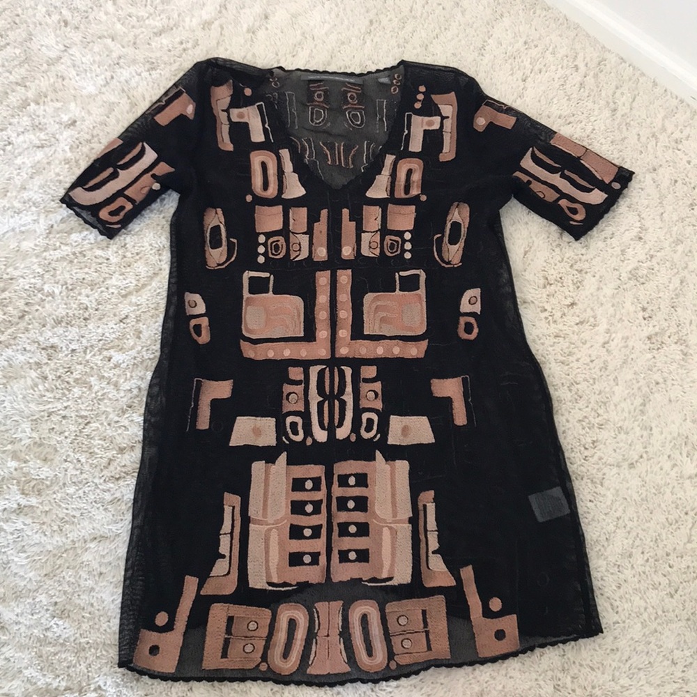 Gold & Black Patterned Dress